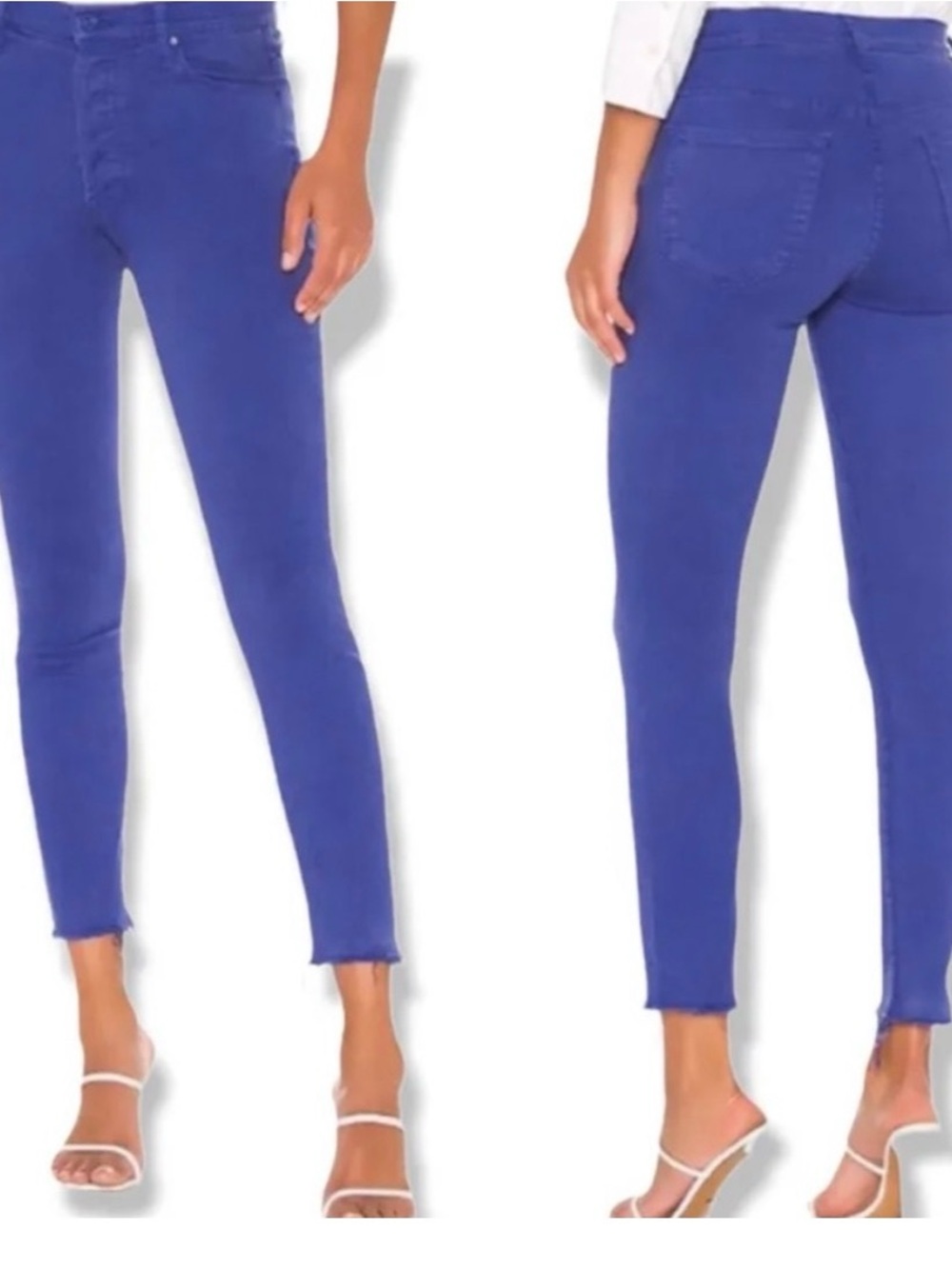 MOTHER High-Rise Skinny Jeans in Cobalt Blue